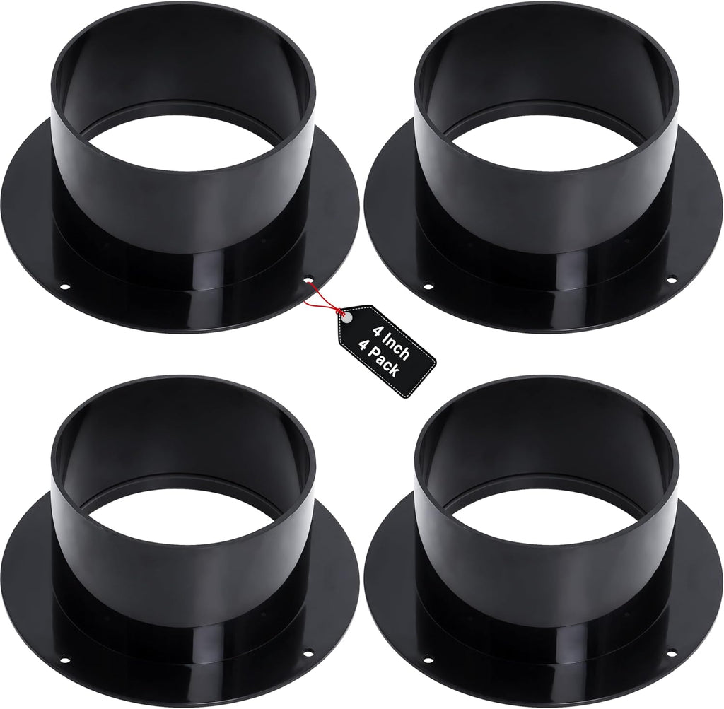 Duct Connector Flange 4 inch by Wadoy, 4 Pack ABS Quality Air Conditioner Exhaust Hose Flange Wall Mount for Heating Cooling Ventilation HVAC System Dryer Vent Wall Plate