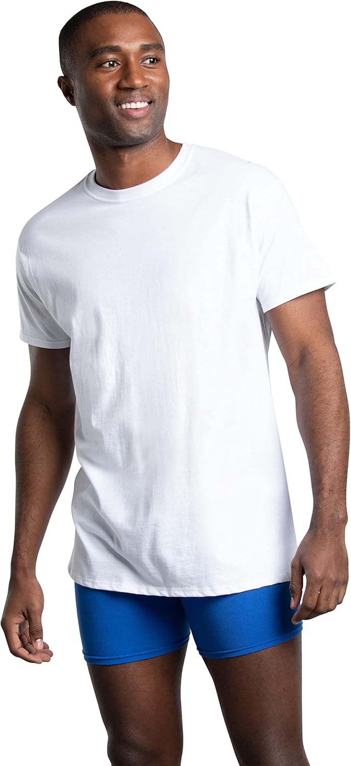 Fruit of the Loom Men's Crew Tee Undershirts, Moisture Wicking & Tag Free, Also Available in Big & Tall