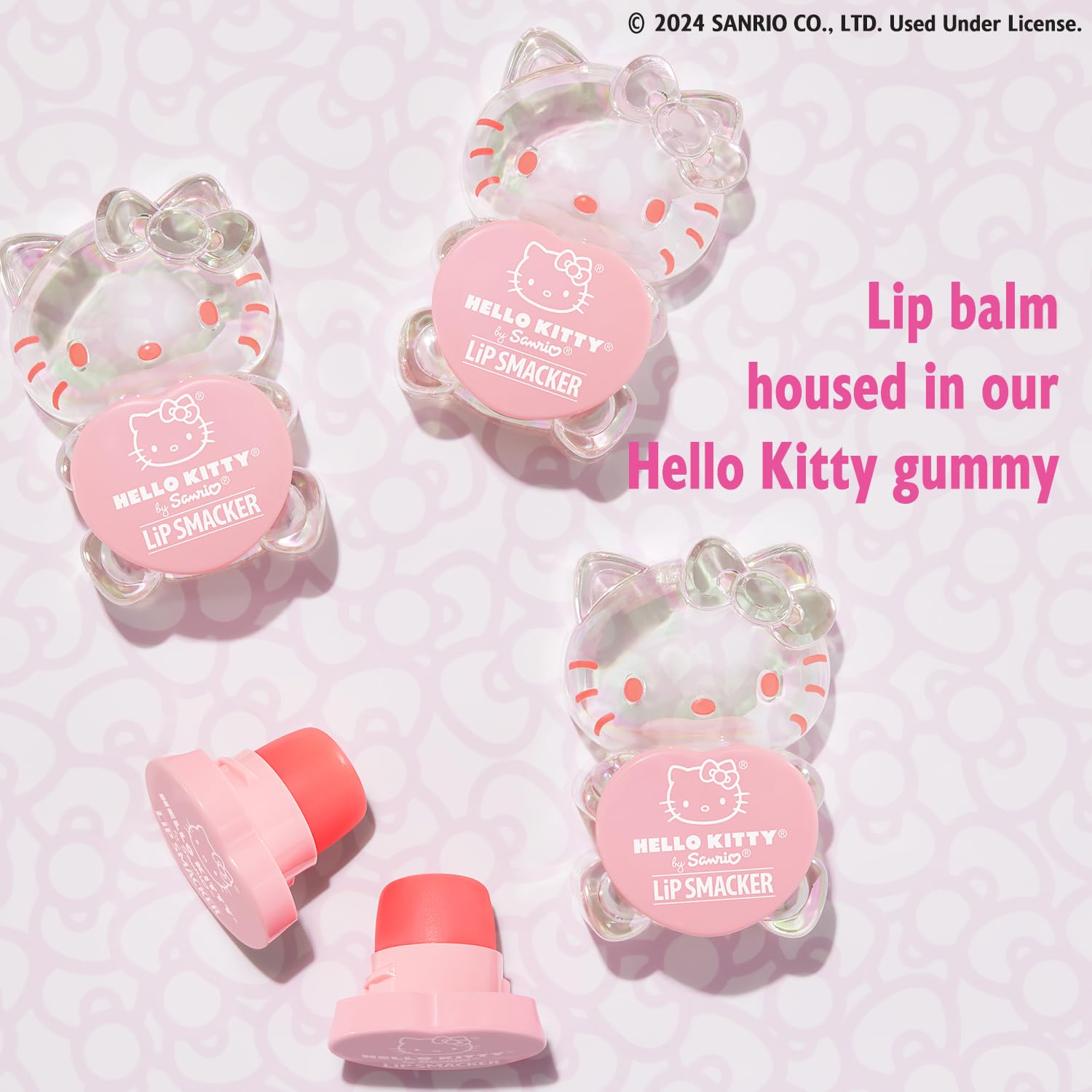 Lip Smacker Hello Kitty Lip Balm, Peach Gummy Flavored Moisturizing, Smoothing Soft Shine, Hydrating & Protecting Fun Tasty Flavors, Cruelty-Free - Peach Gummy