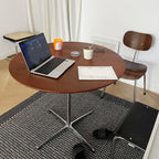 Dark Brown Round Solid Wood Dining Table Dining Furniture with Metal Crossed Base, 27.6" W Mid Century Modern Small Table Round for Office Small Coffee Table for 2-4