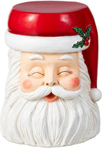 Glitzhome Side Tables Living Room, Round Coffee Accent Table Nightstand, Small Christmas End Table MgO Santa Stool for Bedroom Home Office Dorm Decoration, 16'H