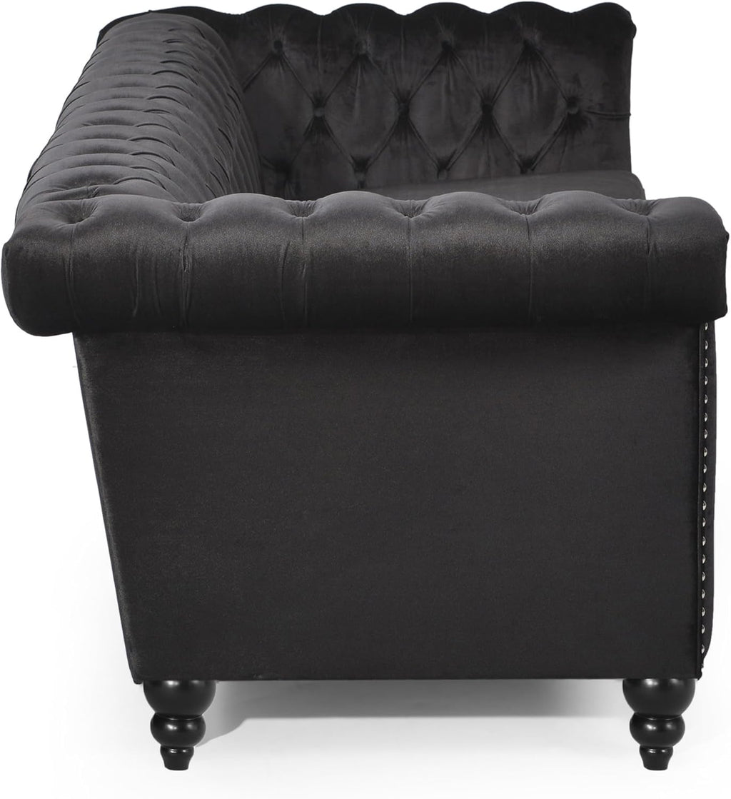 KEIKI 83" Sofa Couch 3-Seater with Button-Tufted Velvet,Mid Century Modern Design Chesterfield Style
