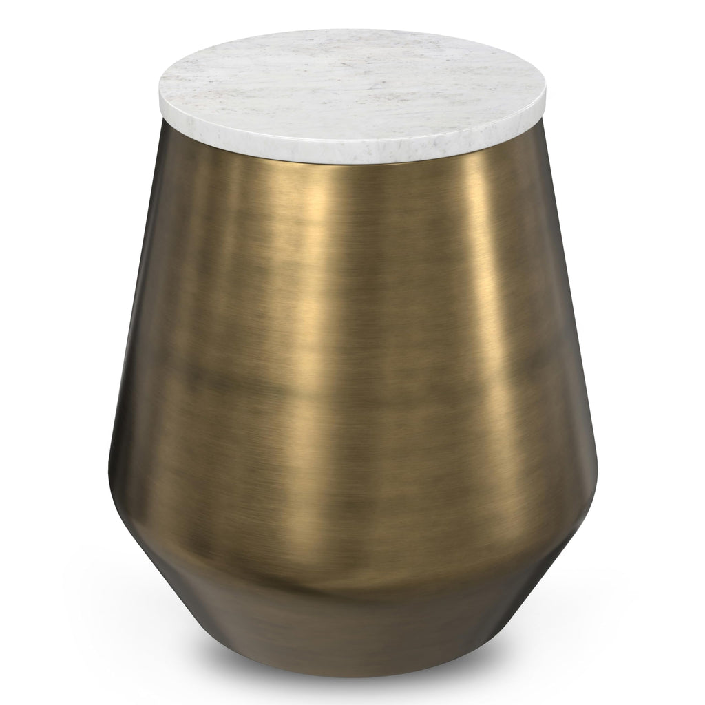 SIMPLIHOME Johnsen Metal Table - 15 inch Wide Solid Iron Drum Accent Table in Antique Copper with Tribal Pattern, Round Boho End Table for Living Room, Bedroom, or Home Office, Fully Assembled