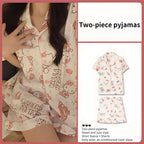 TradWloth Cute Women's Pajama Sets, Cartoon Print Sleepwear Short Sleeve Shirt and Casual Short - 2 Piece Pink