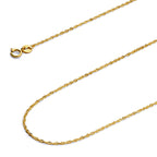Colar de Corrente Singapura Sólida de Ouro Amarelo 14k REAL 1mm com Fecho de Argola de Mola - 18"