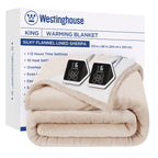 Westinghouse Heated Blanket Queen Size, Soft Flannel to Sherpa Electric Blanket with 10 Heating Levels, 12 Hours Auto Off, Fast Heating Blanket, Machine Washable, 84x90 Inch, Charcoal
