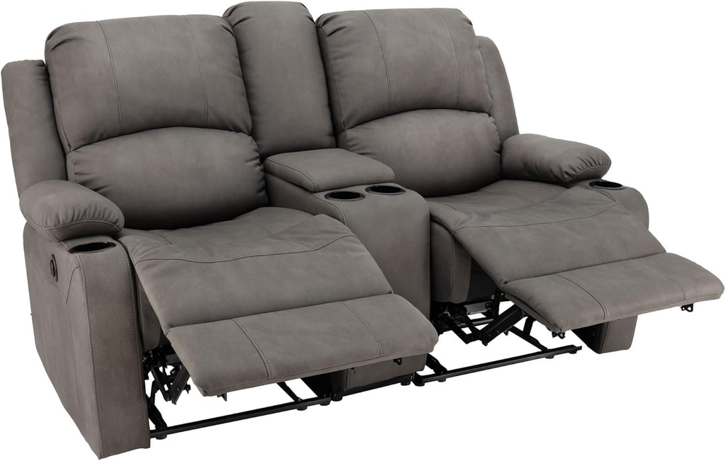 65"" Powered Wall Hugger Reclining RV Theater Seats | Double Recliner RV Sofa & Console | RV Couch | Wall Hugger Recliner | RV Theater Seating | RV Furniture (Slate), CC-PMOD65