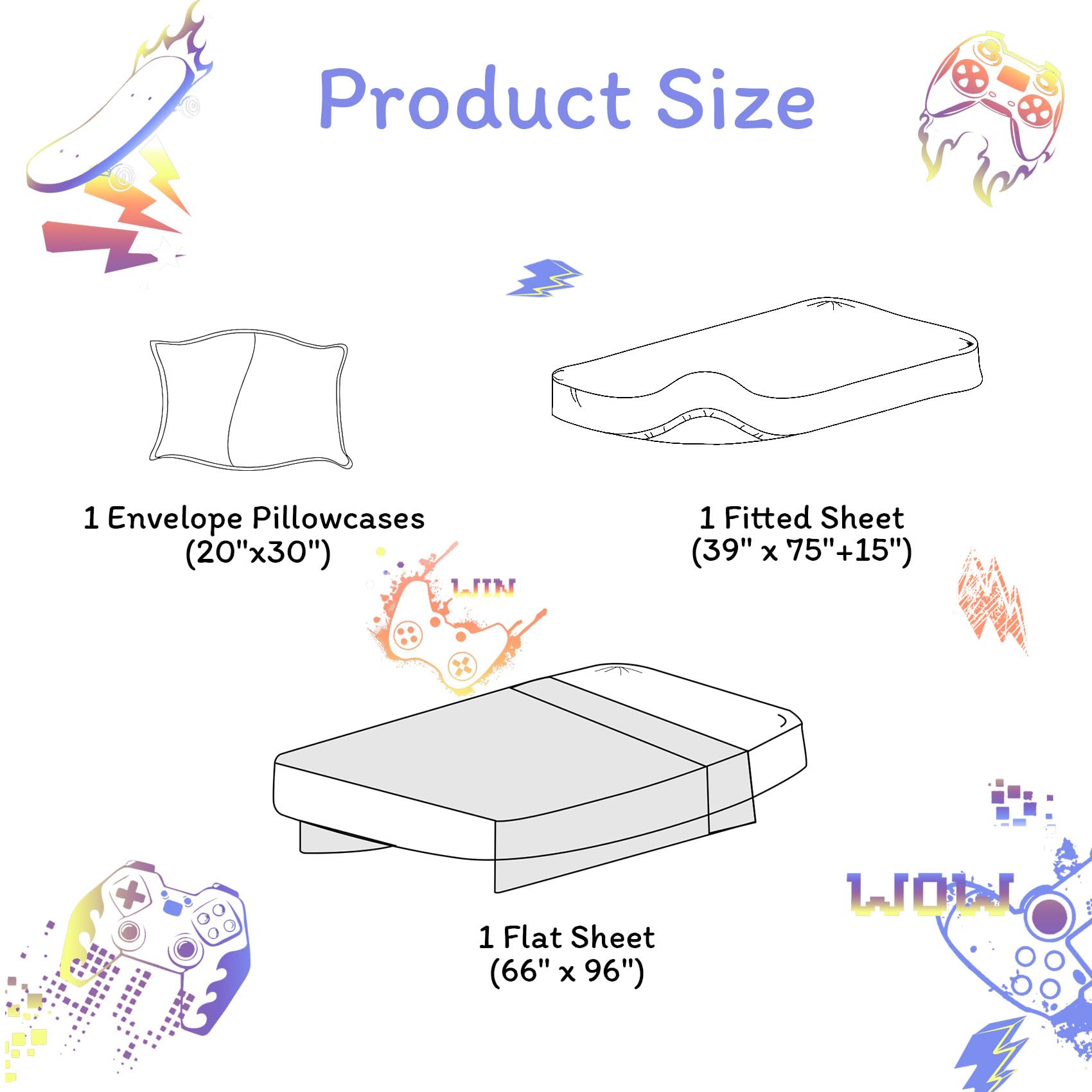 ست ملحفه کودکان یونیکورن صورتی JSD، سایز تویین، ۳ تکه، ملحفه‌های رختخواب میکروفایبر چاپ شده با طرح رنگین کمان برای دختران، جیب عمیق