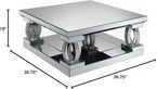 Coaster Home Furnishings Amalia Square Mirrored Cocktail Living Room Sofa Coffee Table Glam Acrylic Crystal Legs with Bottom Shelf No Assembly Clear Mirror 722518