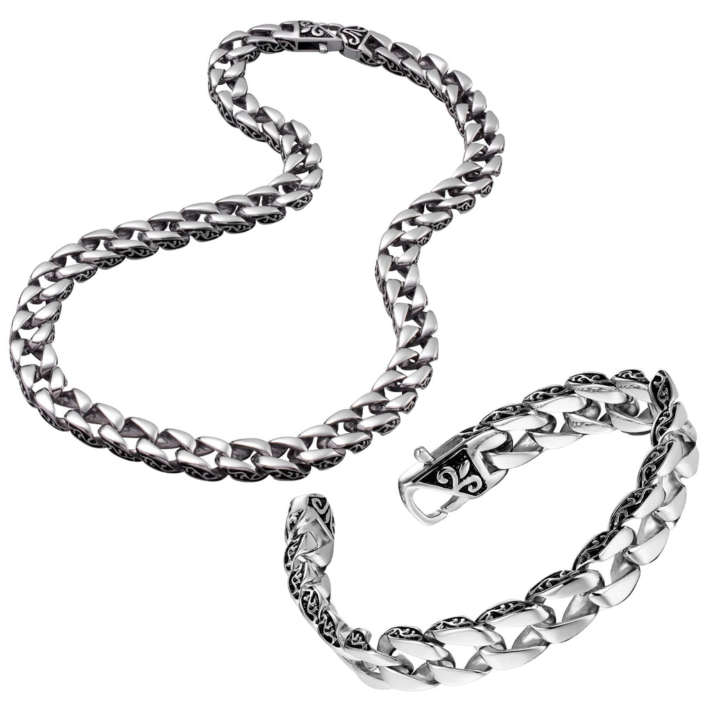 Urban Jewelry Beautiful Fleur De Lis Mens Link Bracelet 8.5 Inch, Link Chain Bracelet for Men (316L Stainless Steel Silver or 24K Gold Plated)