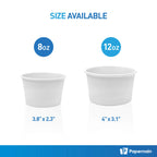 Papernain [12 oz, 100 Stück, weiße Papp-Einweg-Eisbecher, Dessertschalen