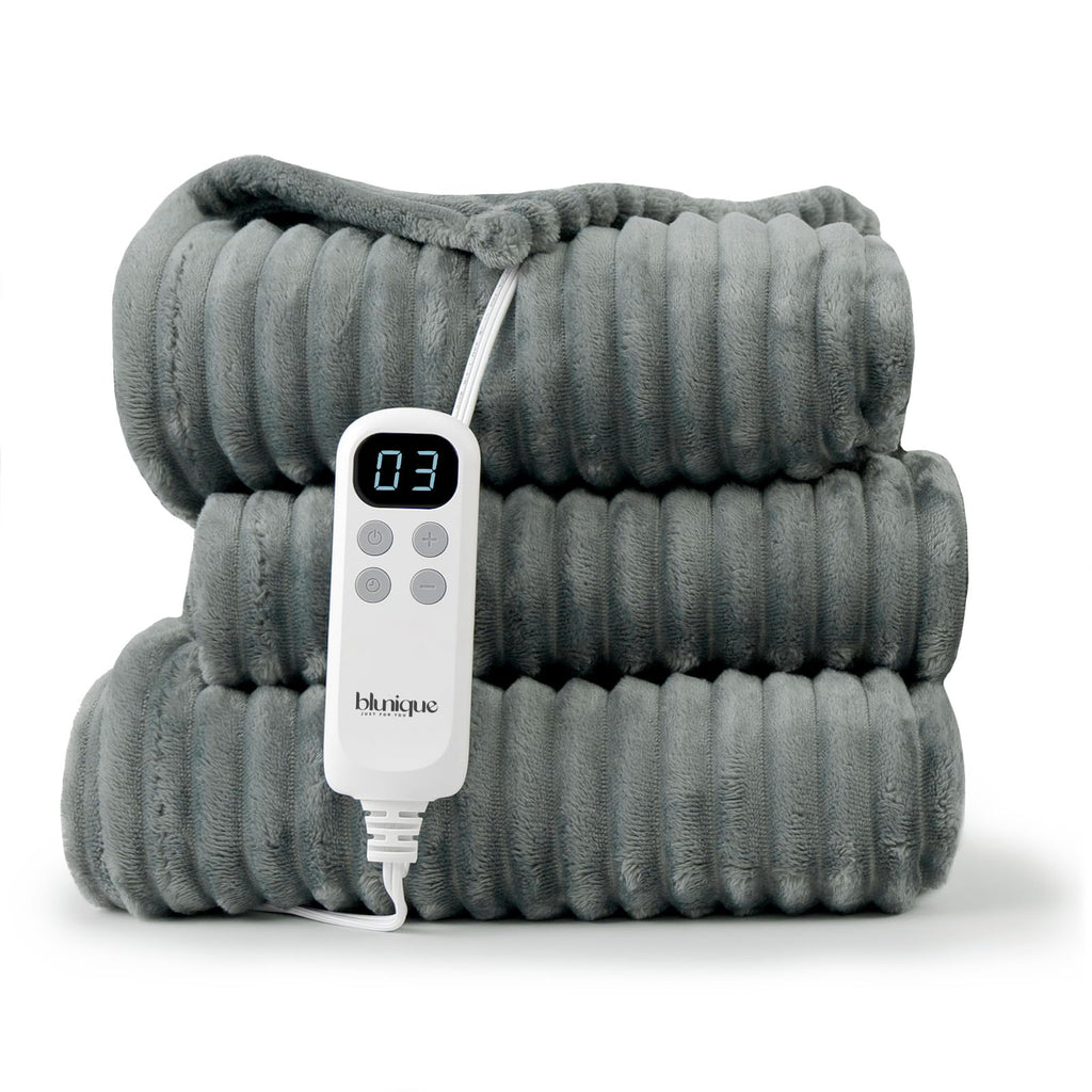 Heated Blanket Electric Throw Waffle, 50x60 Inches Sherpa Fleece Fast Heating Blanket 6 Heating Levels & 4 Hours Auto Off ETL Certification, Sage Green Throw