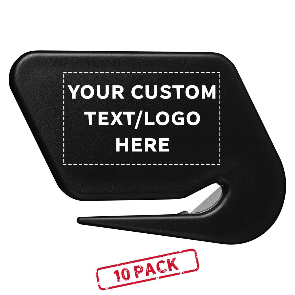 Custom Translucent Plastic Letter Openers Set of 10, Personalized Bulk Pack - Perfect for Home or Office - Black