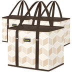BALEINE 3Pk Reusable Grocery Bags, Foldable Shopping Bags for Groceries with Reinforced Bottom & Handles (Antique Foliage)