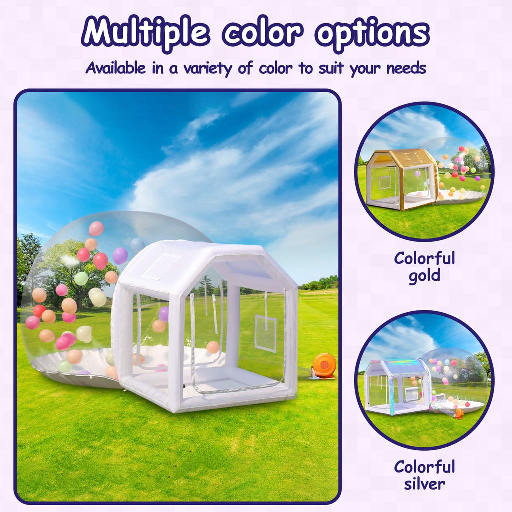Iuoni 10FT Klarer PVC aufblasbarer Bubble House Kuppelzelt mit Tunnel - Bubble House Kuppel aufblasbar, ideal für lustige Veranstaltungen und Partys, langlebiges aufblasbares Bubble House, einfache Einrichtung