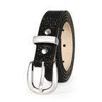 RISANTRY Rhinestone Belt for Women, Black Sparkly Diamond Belts for Womens Dresses, Ladies Glitter Belts for Jeans