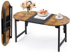 Shinoske Folding Coffee Tables for Small Spaces,35.4" Small Coffee Tables for Living Room,Dorm,Apartment,Space Saving,Rustic Oval Cocktail Tea Table,Easy to Fold,Brown and Black