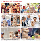 Nattork Giant Tumbling Tower (Stack from 1.77Ft to 4+ Ft), Wood Stacking Giant Blocks Game| Made from Premium Pine Wood| Ideal for Family, 54PCS