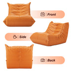 Hobestluk Bælgpose Stol Kæmpe Bælgpose Sofa Memory Foam Bælgpose Sofaer til Voksne, Læder Bælgpose Stole til Stue Soveværelse Kollegieværelse Kontor (Orange)