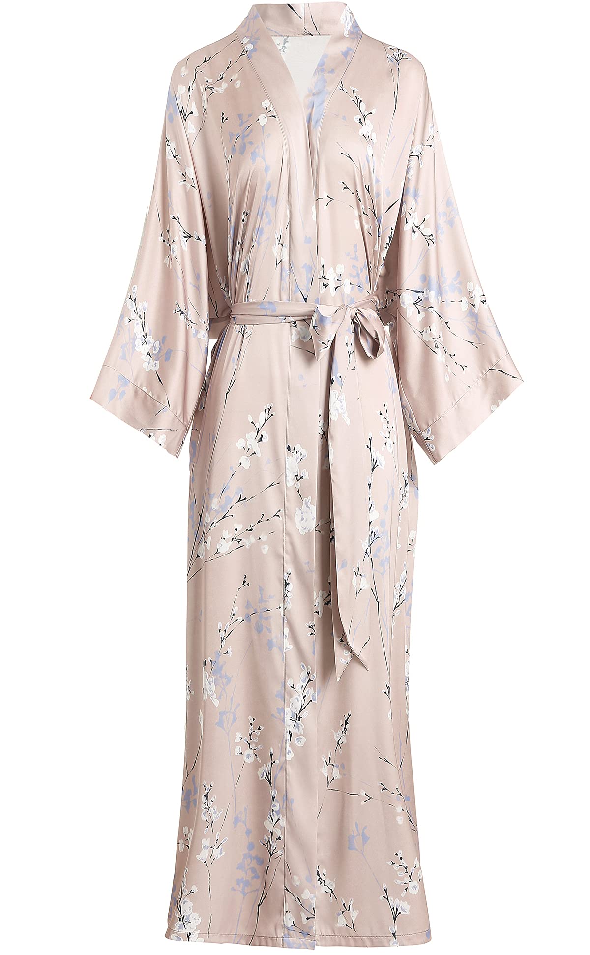 Aensso Long Soft Lightweight Silky Kimonos Robes for Women, Luxury Japanese Floral Womens Kimono Robe