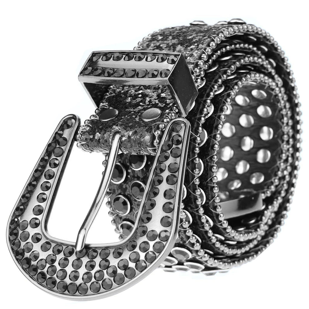 UTOWO Rhinestone Belt for Women Men, Western Cowgirl Cowboy Bling Studded Leather Belt for Jeans Pants