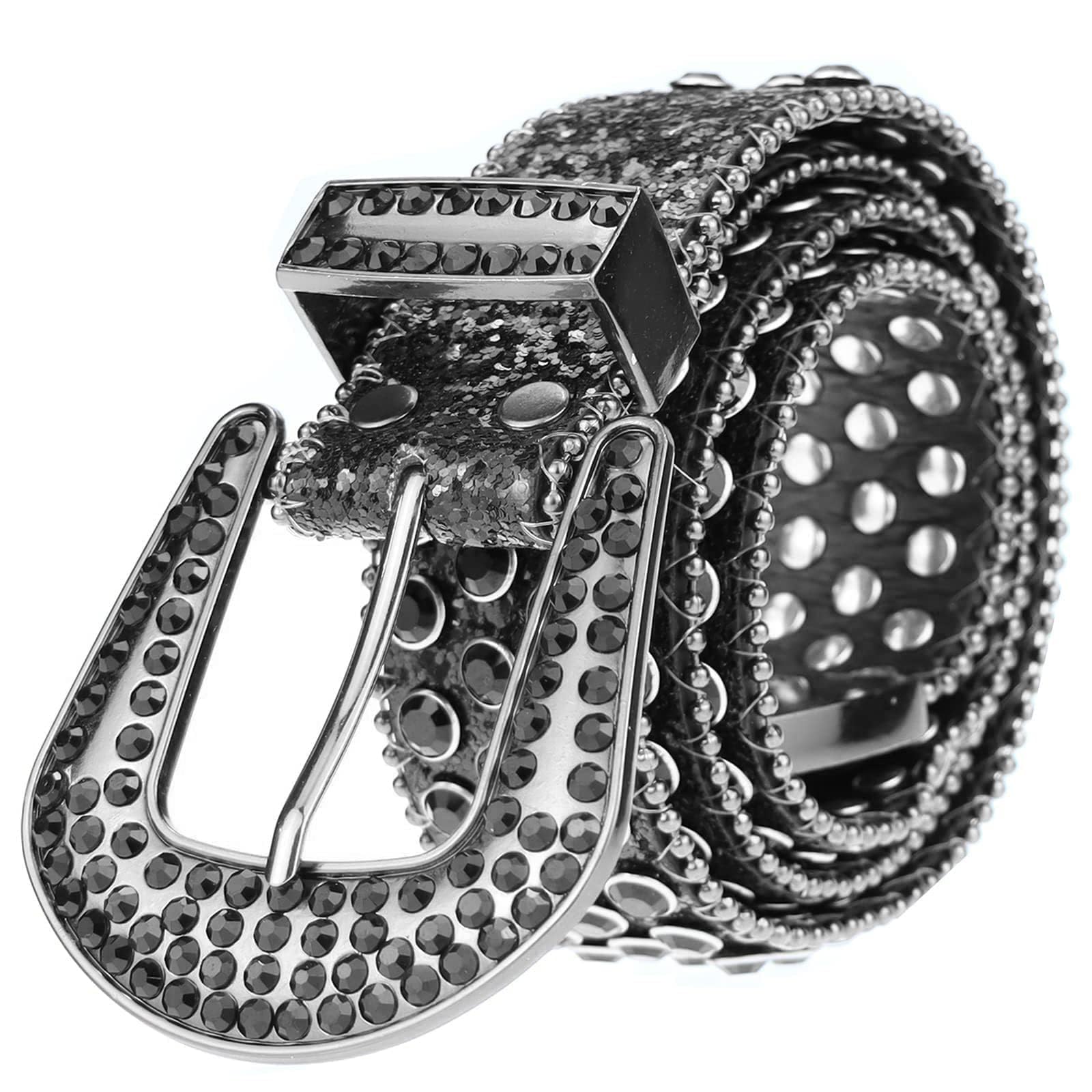 UTOWO Rhinestone Belt for Women Men, Western Cowgirl Cowboy Bling Studded Leather Belt for Jeans Pants