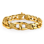 Urban Jewelry Men’s Stainless Steel Link Bracelet – 9-Inch Heavy 0.5” Wide Chain – Silver/Black or Gold/Black – Chain Option – Bold Design – Gift Box Included