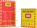 MSDS Wall Station with 3” SDS Binder & Wire Rack, OSHA/GHS Safety Data Sheet Station, Bilingual Labels, Display Sign, Chain & Mounting Hardware