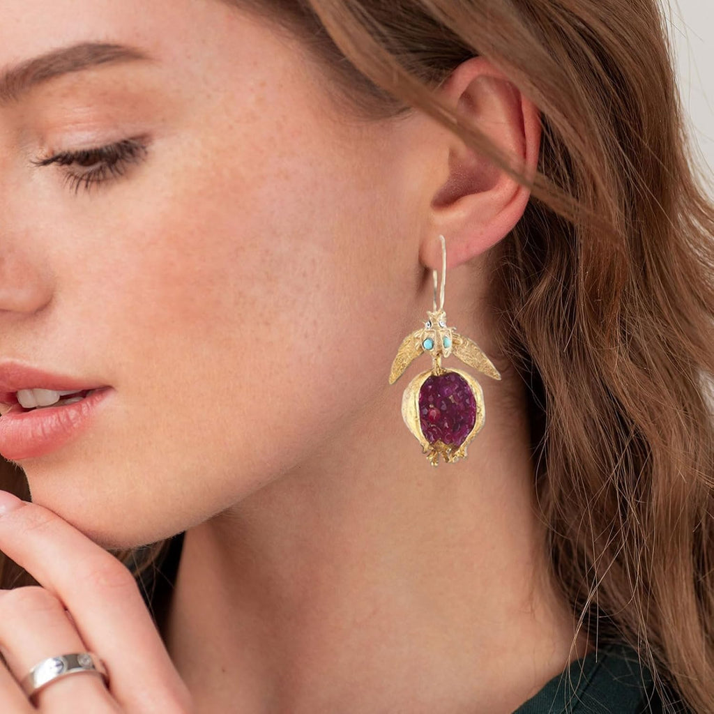 Cute Fruit Earrings for Women Fun 3D Pomegranate Lemon Cherry Strawberry Earrings Acrylic Resin Creative Food Earrings Funny Unique Earrings Jewelry Gift