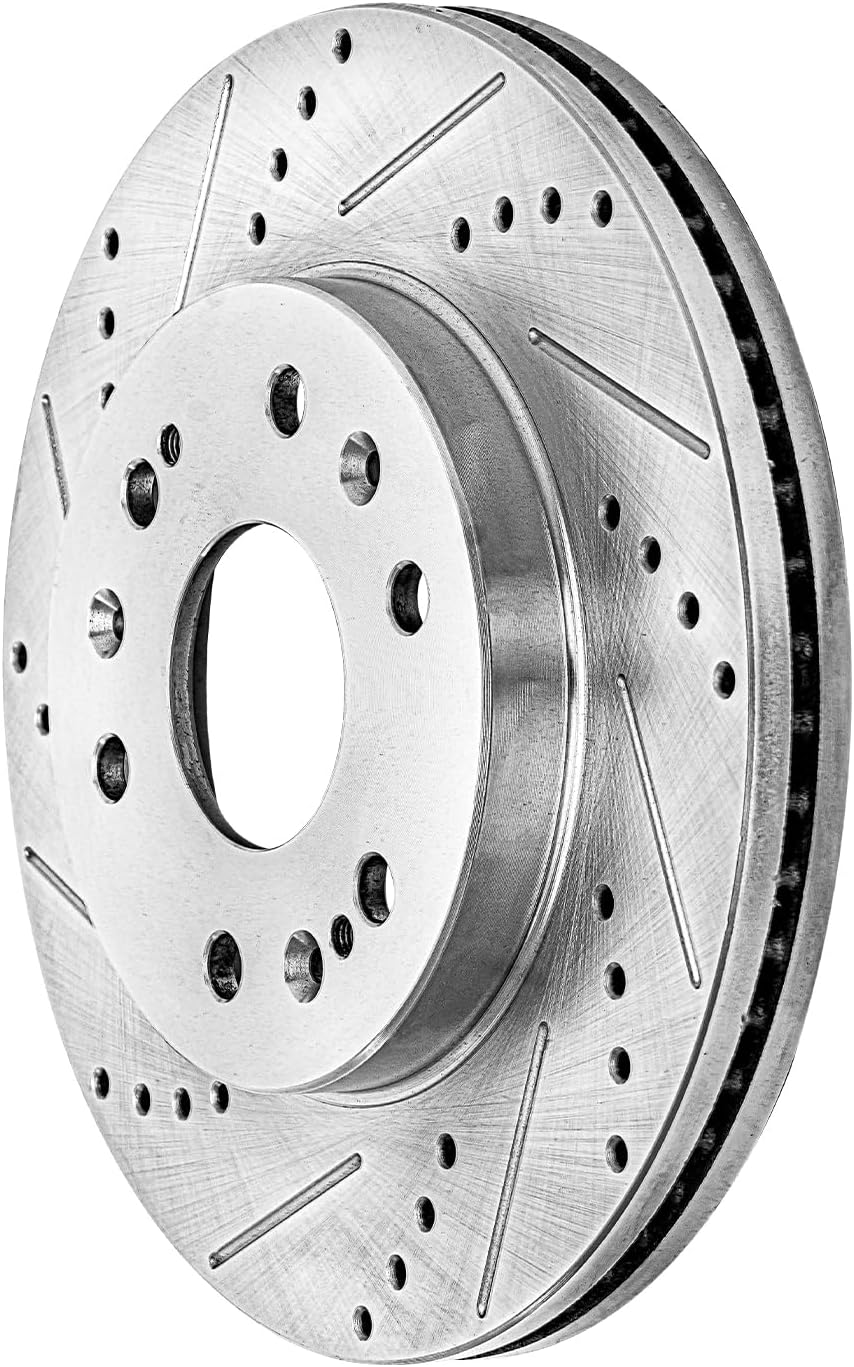 Detroit Axle - Front Brake Kit for Chevy GMC Silverado Sierra Suburban Express Savana 1500 Tahoe Yukon XL Escalade ESV EXT XTS Drilled & Slotted Brake Rotors Ceramic Brakes Pads : 12.99'' inch Rotor