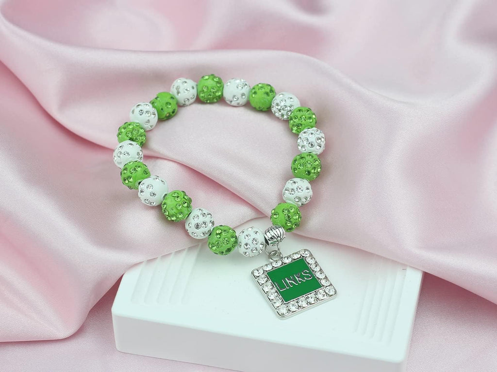 Sorority Paraphernalia Gift for Women Greek Sorority Bracelet Pink and Green Rhinestone Bracelet Sisterhood Jewelry