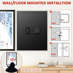 Coffre-fort domestique grand 3,0 pi³ avec sac ignifuge et étanche, coffres-forts numériques pour la maison avec serrure à clavier et clé, coffre-fort pour documents et argent, coffre de sécurité pour bureau, hôtel et usage personnel