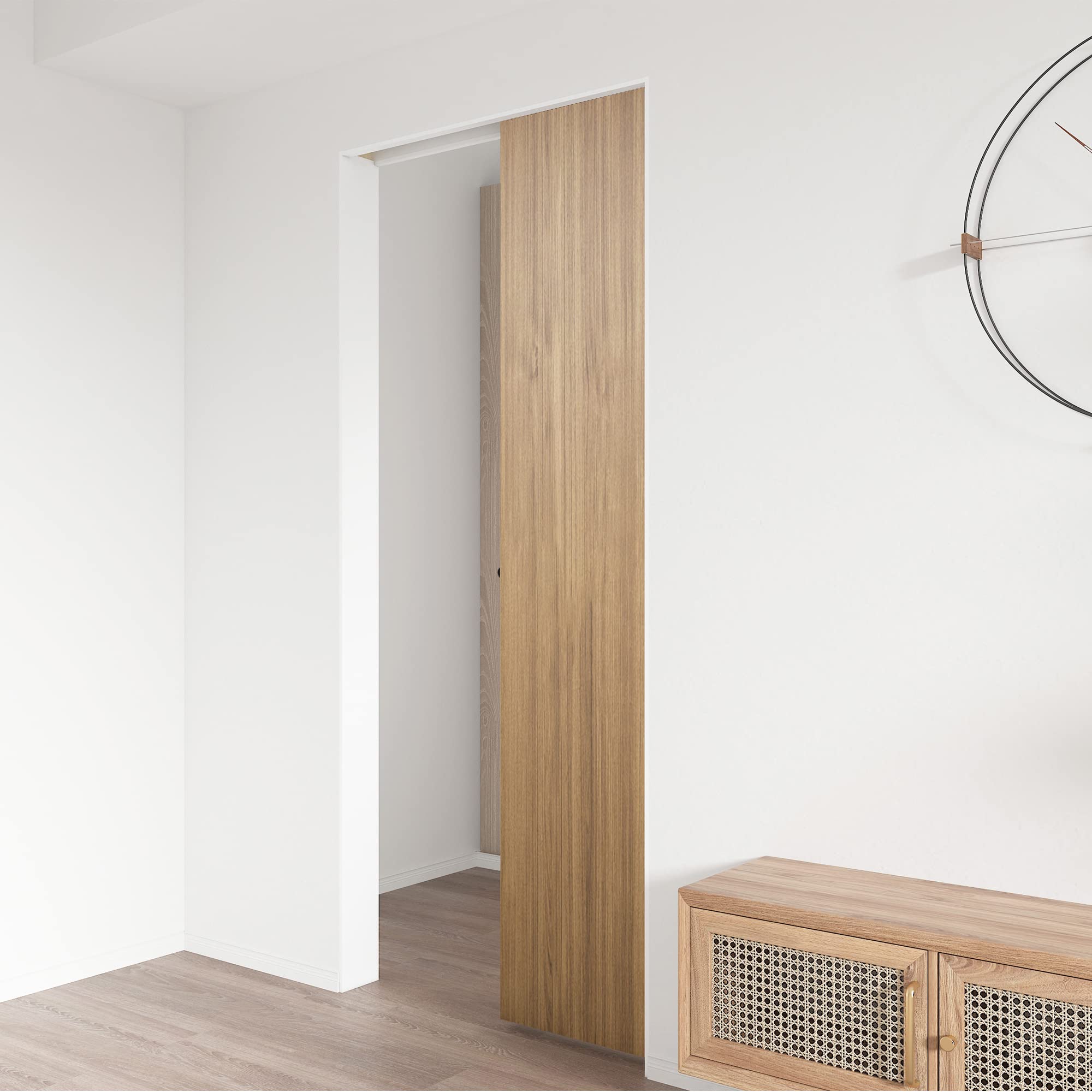 JUBEST 5FT Commercial Grade Pocket Door Hardware and Track Set, Sliding Door Hardware 56.7", Durable and Smoothly, Easy to Install