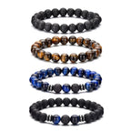 RANKEEF Tiger Eye Bracelet For Men 8MM Natural Stone Stretch Adjustable Black Crystal Beaded Bracelet for Men Women Gifts