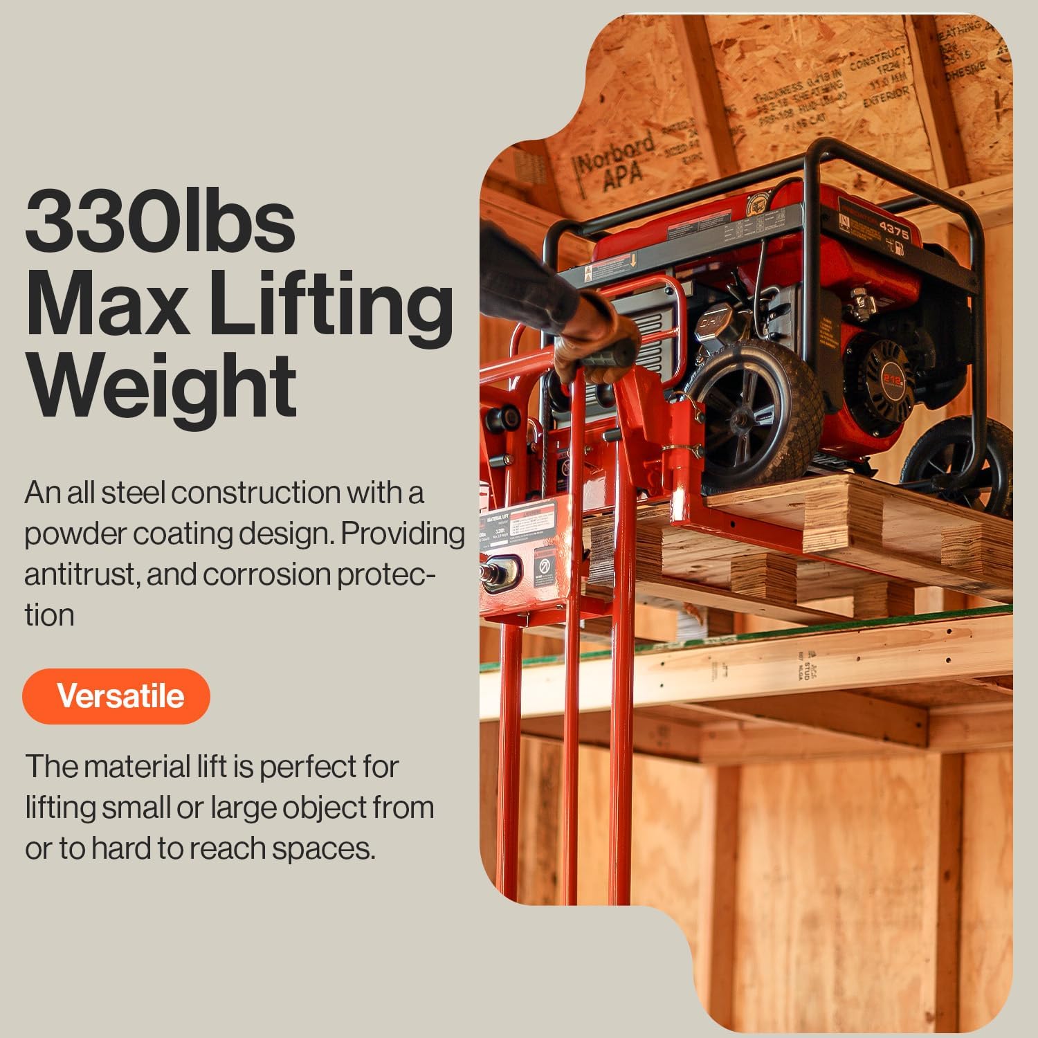 SuperHandy Material Lift Winch Stacker, Pallet Truck Dolly, Lift Table, Fork Lift, 330 Lbs 40" Max Lift w/ 8" Wheels, Swivel Casters [Patent Pending]