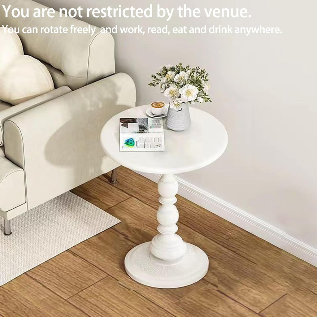 Pedestal White Metal Side Table, Small Sofa Coffee Table, Small TV Tray Table for The Sofa In the Living Room and Bedroom, Mini Coffee Table is Lightweight and Convenient to Move, 20.47 (H) *11.8 (W)