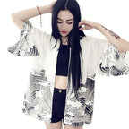 ZooBoo Women Japanese Kimono Cardigan - Harajuku Bathrobe Cardigan Sunscreen Clothes Pajamas Knitting Coat