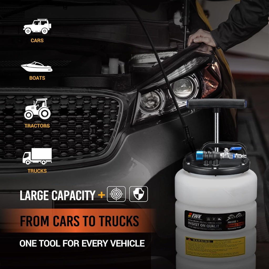 EWK 15L Pneumatic/Manual Oil Extractor Pump, Fluid Evacuator for Oil Change, Large Capacity Vacuum Evacuation Tool for Cars Trucks and Agricultural Machinery