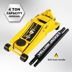 YELLOW JACKET Low Profile Floor Jack with Dual Pumps Quickly Lift Hydraulic Car Jack with Pad, 4 Ton (8,800 lb) Capacity