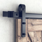 SMARTSTANDARD 6.8FT Sliding Barn Door Hardware Kit (Include 6.8ft Track Kit & Pull Handle Set & Floor Guide), Smoothly and Quietly, Easy to Install, Fit 36"-40" Wide Door Panel (J Shape) - Grand Goldman