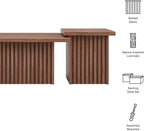 Modway Render Slatted Nesting Coffee Table Set in Walnut - 2 Piece Low Profile Coffee Table Mid Century Modern - Abstract Coffee Tables for Living Room - Nested Accent Tables