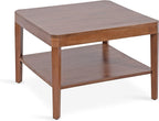 Kate and Laurel Talcott Modern Tiered Square Coffee Table; 26 x 26 x 18; Walnut Brown; Transitional Two-Tier Rectangular Living Room Table with Storage and Mango Wood Construction