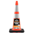 Xpose Safety 28 Inch Orange Slim Line Traffic Cones with 6" & 4" Collars, 24 Pack Multipurpose PVC Plastic Safety Cone for Parking, Soccer, Caution, Kids & Construction - DOT Approved