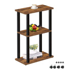 TUTOTAK Small Narrow Side Table with Charging Station, Skinny End Table for Small Spaces, Slim Nightstand with USB Ports and Outlet, Sofa Beside Table with Wheels, Brown TB01BB046
