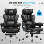 GTRACING Big and Tall Gaming Chair 400lbs Heavy Duty Office Chair with Foot Rest & Ergonomic Pocket Spring Lumbar Support, High Back 3D Saddle Shaped Cushion for Back Pain Relief, Matte-Black