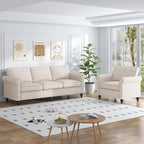 MUZZ 3PCS Sofa Set for Living Room,Modern Linen Couch Set with Nailhead Trim Design, Living Room Furniture Set for Office Apartment Home(Sofa & Loveseat & Chair/Light Grey)