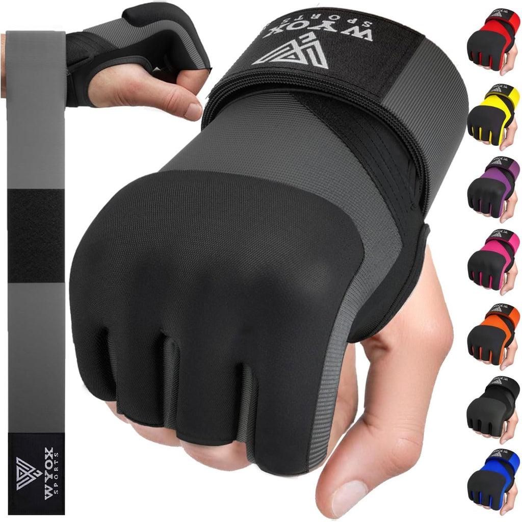 WYOX Gel Boxing Hand Wraps Inner Gloves for Men & Women, 80cm Quick Wrist Straps, Padded Knuckle Protection for Muay Thai Kickboxing, Hand Wraps for Boxing & Martial Arts