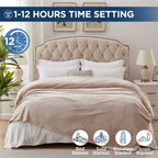 Manta eléctrica Westinghouse tamaño Queen, franela súper suave y acogedora 84" x 90" manta calefactable con 10 niveles de calentamiento rápido y apagado automático de 1-12 horas, lavable a máquina, certificación ETL y FCC, beige