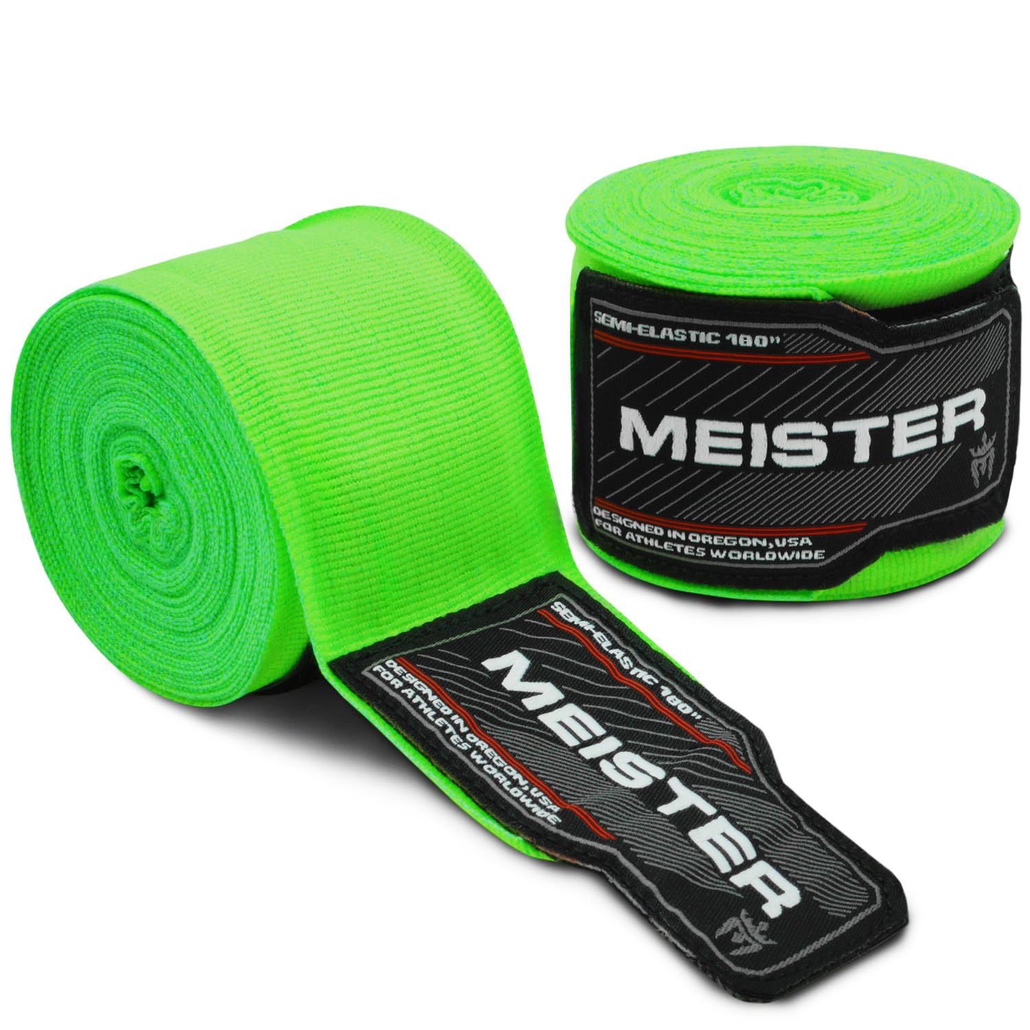 Meister Adult 180" Semi-Elastic Hand Wraps for MMA & Boxing (Pair)
