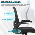 FelixKing Office Chair, Ergonomic Desk Chair Breathable Mesh Chairs Adjustable High Back Lumbar Support Flip-up Armrests, Executive Rolling Swivel Comfy Computer Chairs Home Office Black